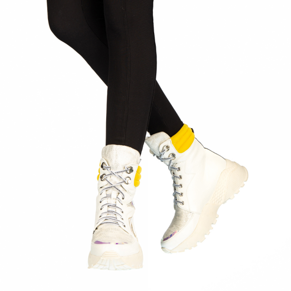 Γυναικεία αθλητικά παπούτσια  λευκά από οικολογικό δέρμα Reeva, 3 - Kalapod.gr